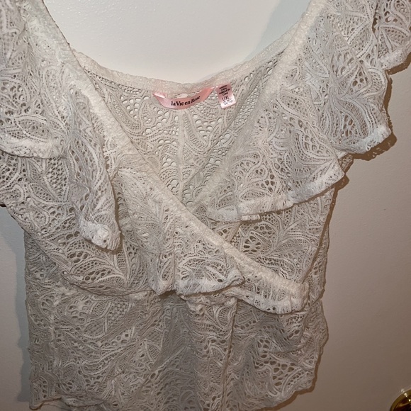 La Vie en Rose White Lace seethough Bodysuit - Picture 4 of 6
